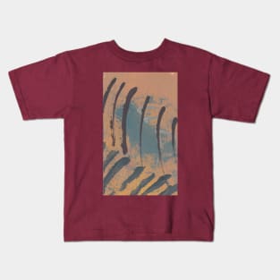 "Fragile Anger" - Orange and Blue Abstract Artwork Markmaking Line Modern Art Kids T-Shirt